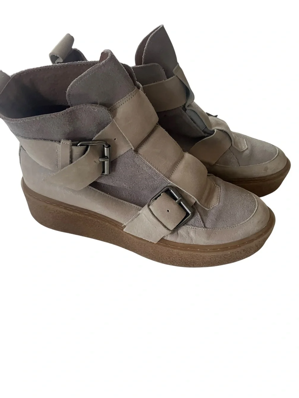 Free People Cortina‎ Leather Wedge Sneaker Boots Gum Sole 38 8